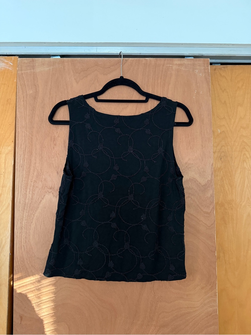 Allen Allen Black Sleeveless Embroidered Camisole